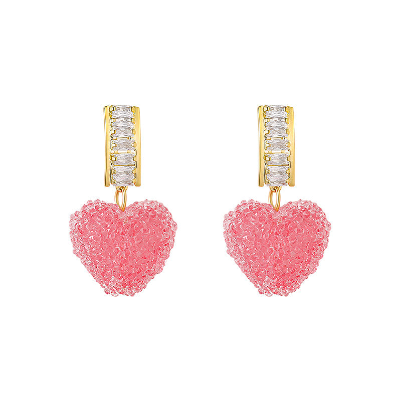 Full Of Peach Heart Trendy Elegant High-grade Cute Earrings