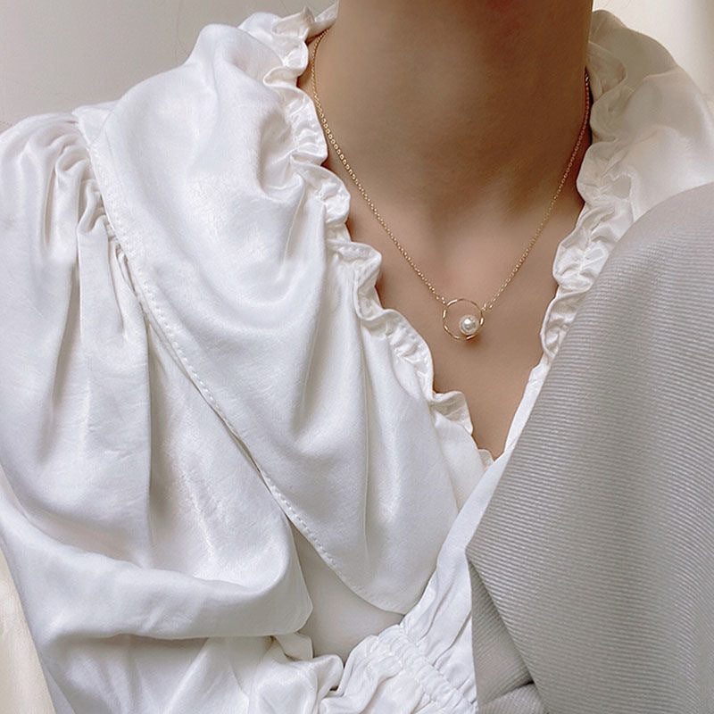 Niche Design Geometric Pearl Female Trendy Cold Simple Graceful Clavicle Necklaces