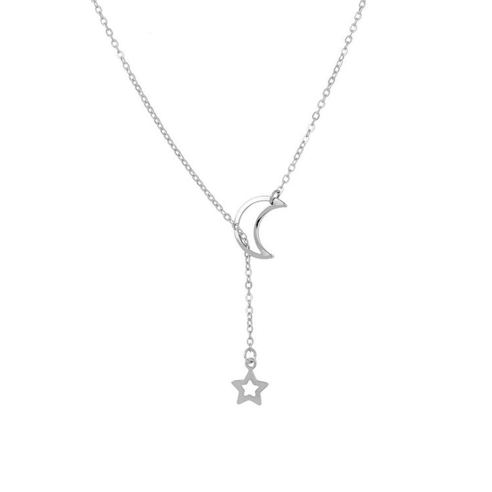 Women's Matching Moon Star Niche Design Tassel Necklace