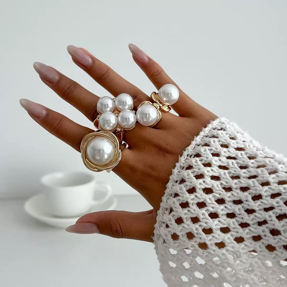 Women's Metal Vintage Design Button Stylish Opening Suit Rings