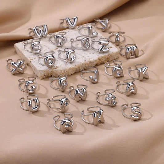 Bubble English Letter Stainless Steel Female Plating Real Rings