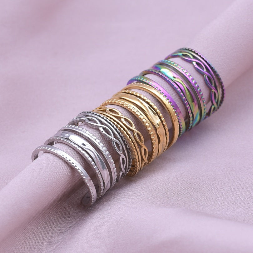 Women's & Men's Geometric Pattern Cold Wind Minority Simple Rings