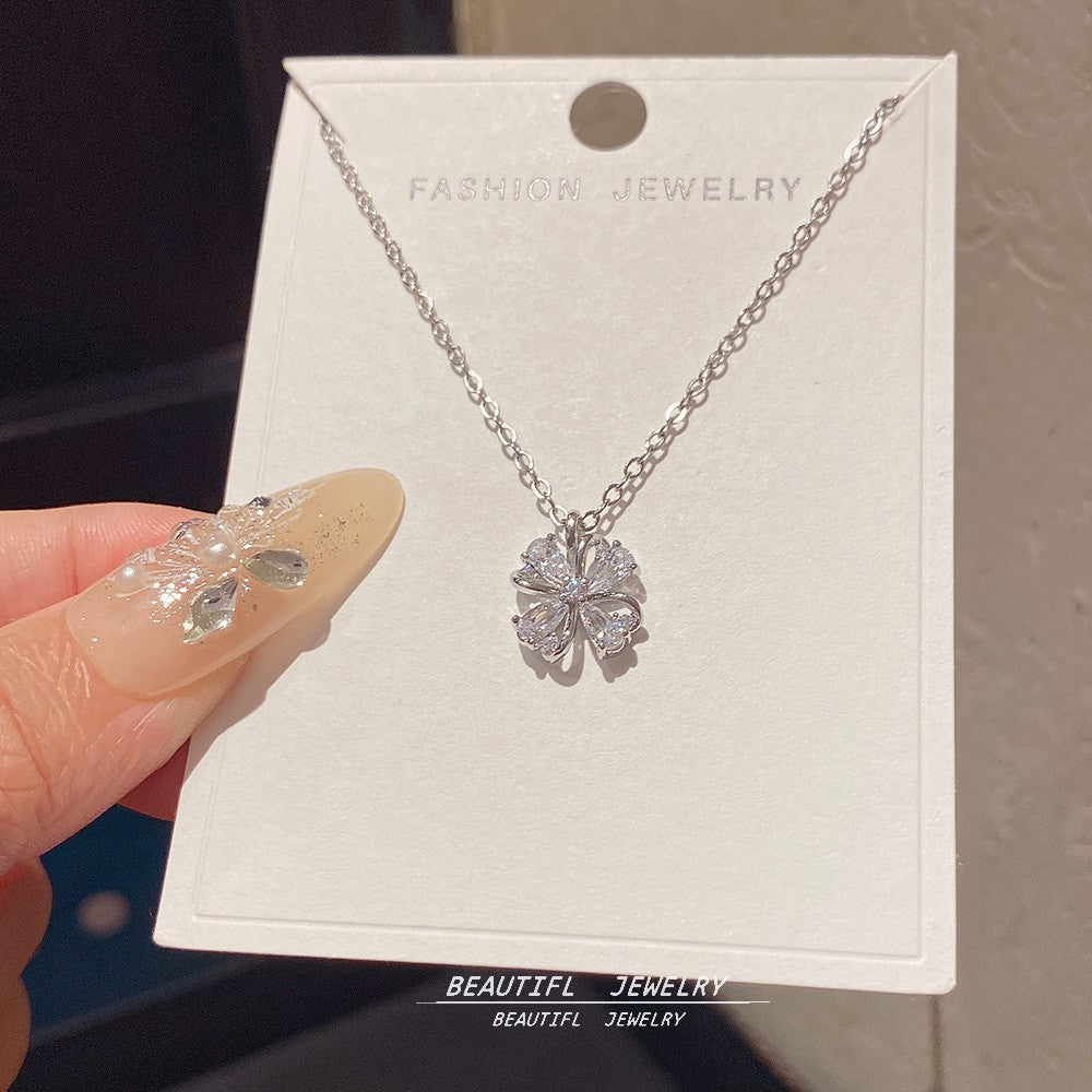 Women's Minority Simple Fashionable Elegant Zircon Clavicle Chain Titanium Steel Accessory Necklace
