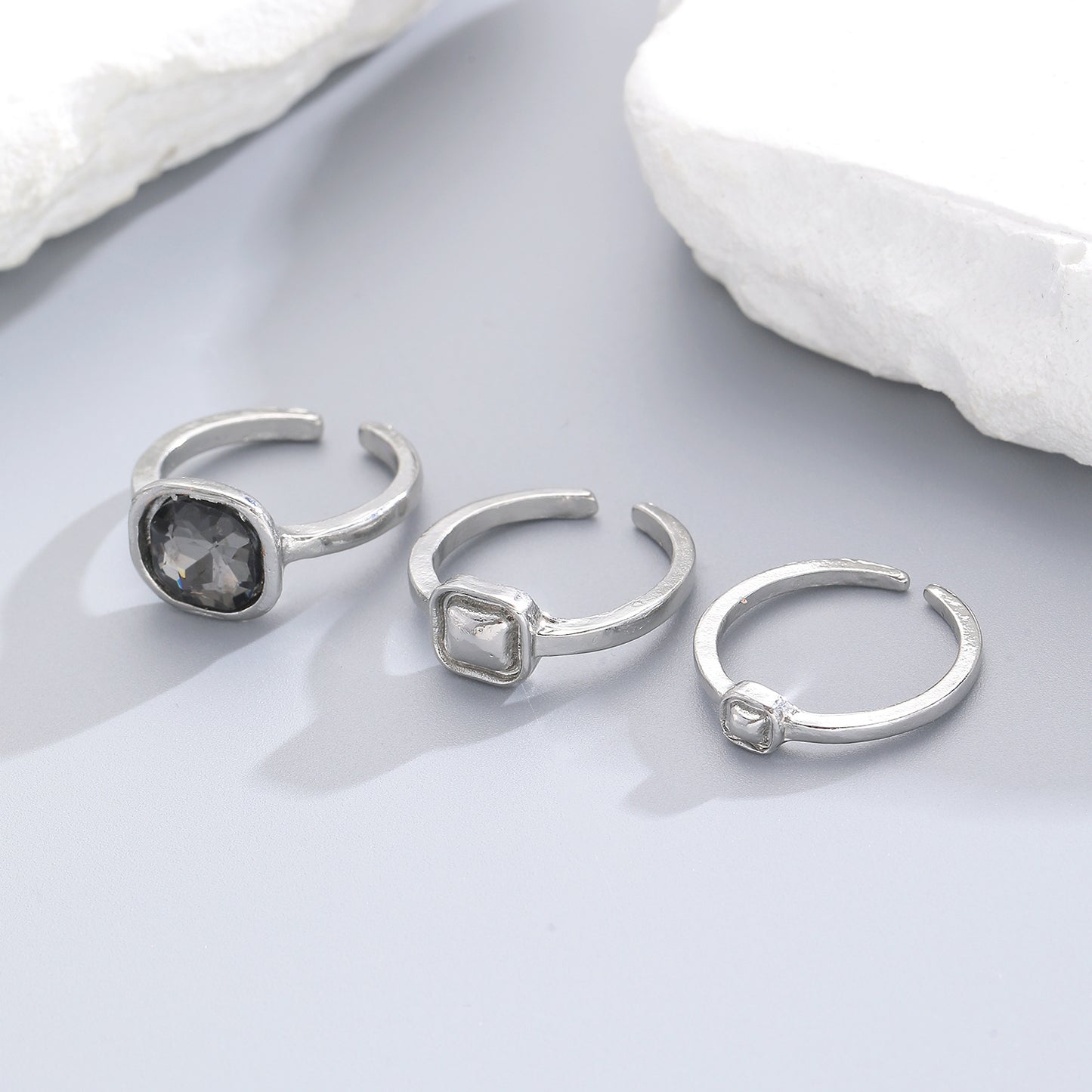 Sier Affordable Luxury Style Irregular Suit Geometric Fashion Design Sense Rings