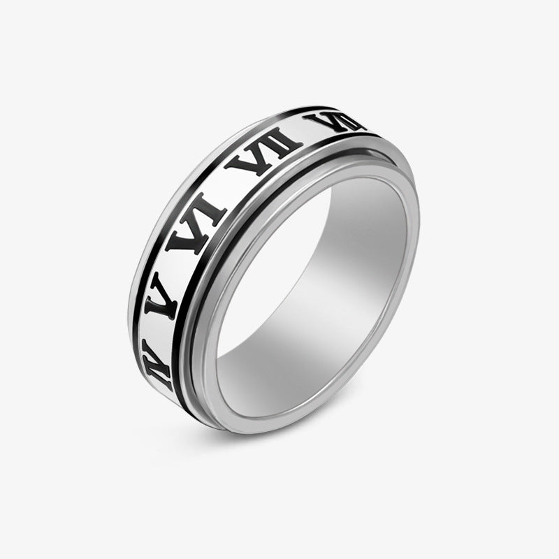 Rotatable Stainless Steel Corrosion Roman Numerals Rings