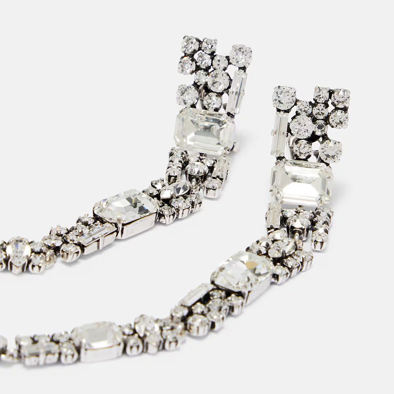 Women's Geometric Exaggerated High Sense Rhinestone Eardrops Earrings