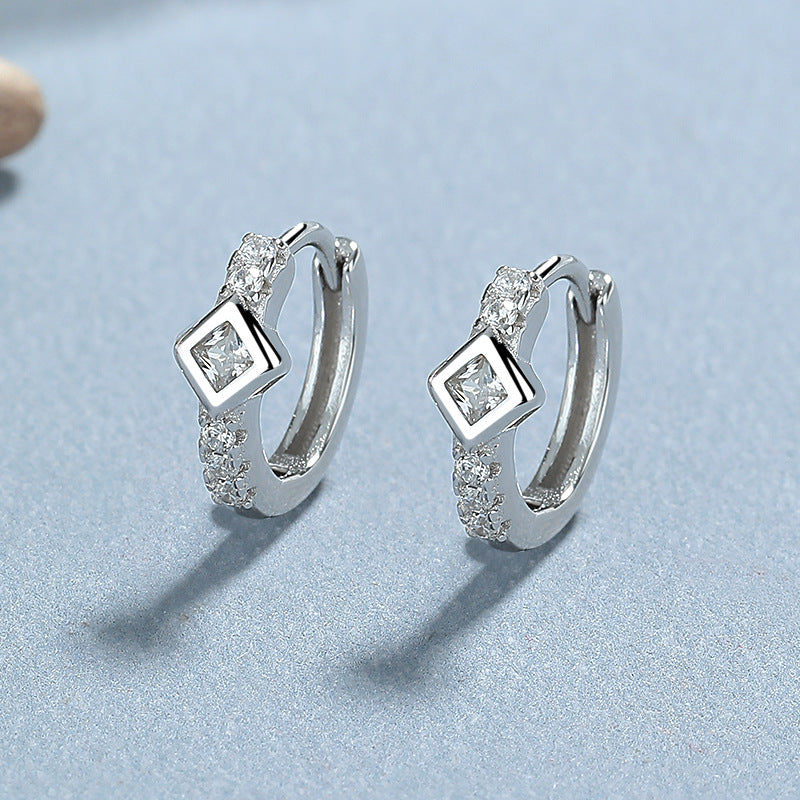 Women's Sterling Sier Rhinestone Simple Heart-shaped Square Drop-shaped Gang Drill Rings