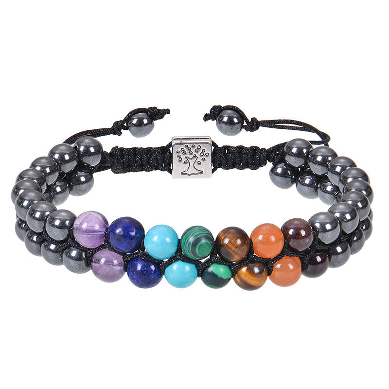 Women's Double Layer Crystal Agate Bead Lucky Bracelets