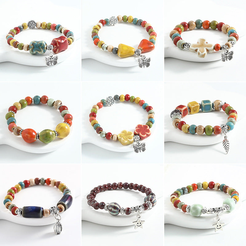 Ethnic Style Ceramic Beaded Artistic Ancient Bracelet