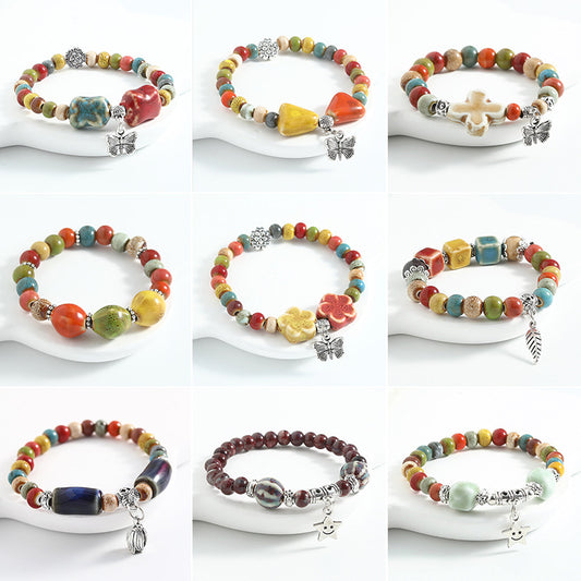 Ethnic Style Ceramic Beaded Artistic Ancient Bracelet