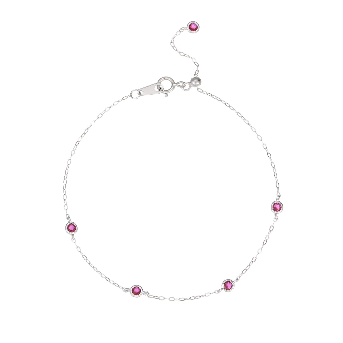 Women's Sterling Sier Ruby Bubble Diamond Light Luxury Fashion Simple Bracelet