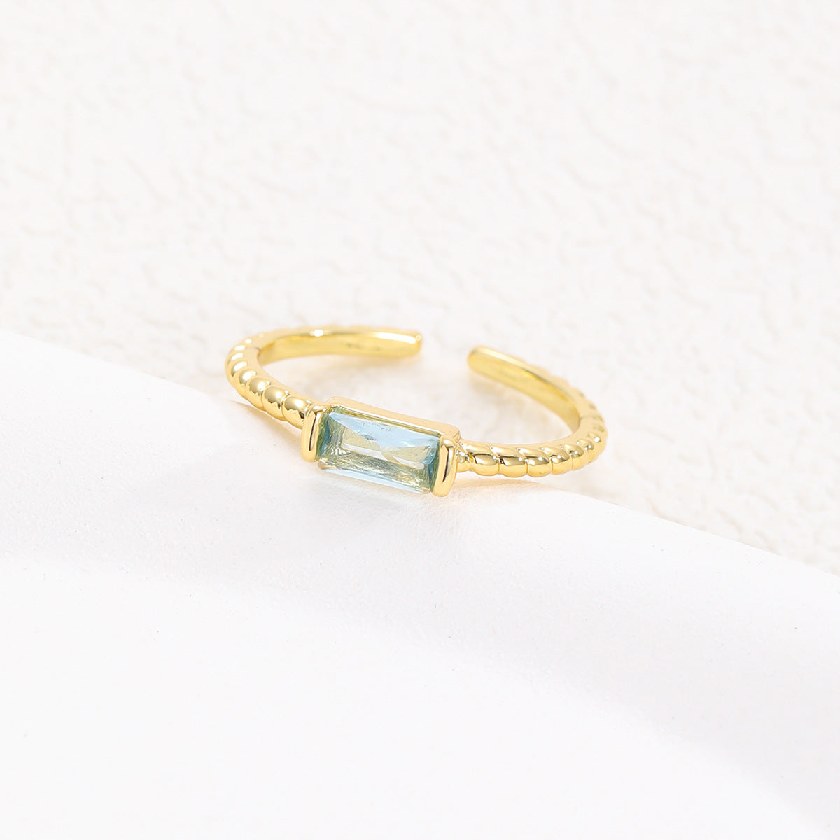 Birthstone Simple Gem Open Adjustable Creative Rings