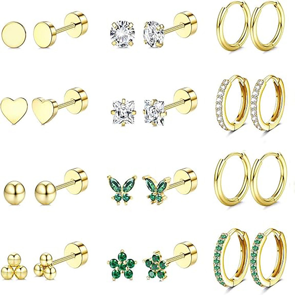 Trendy Fashion Shining No Need To Take Stud Earrings