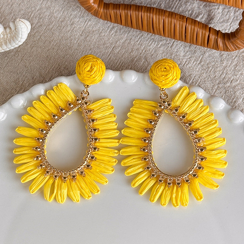 Vacation Style Yellow Series French Retro Graphy Earrings