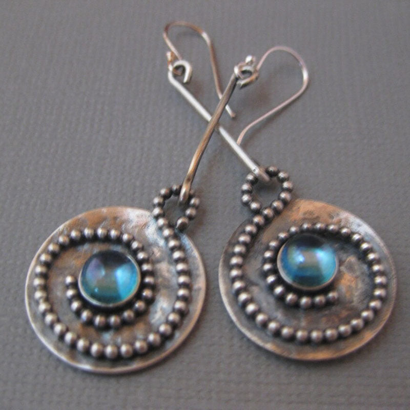 Durable Drop-shaped Blue Gem Handmade Drop Rings