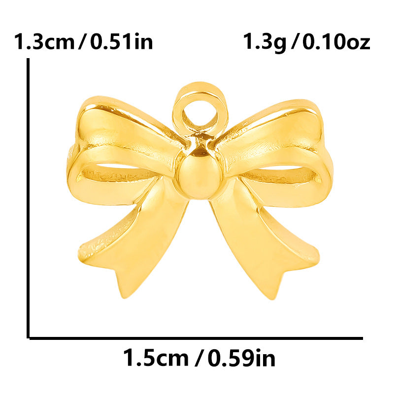 Stainless Steel Golden Bow Fashion Ornaments Pendants