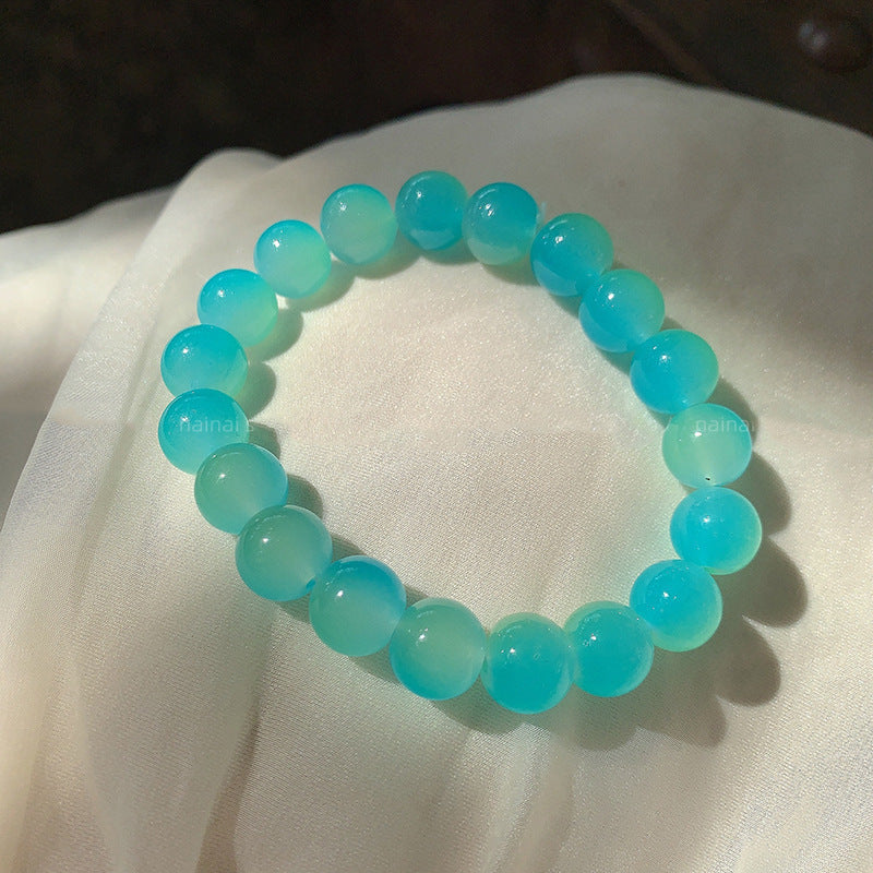 Jade Glass Pliable Temperament Gradient Pink Version Hand Toy Buddha Bracelet