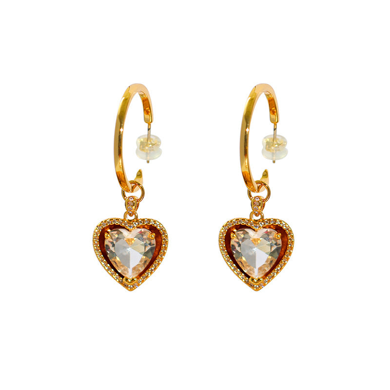 Women's French Simple Vintage Gold-plated Pearl Heart-shaped Rings
