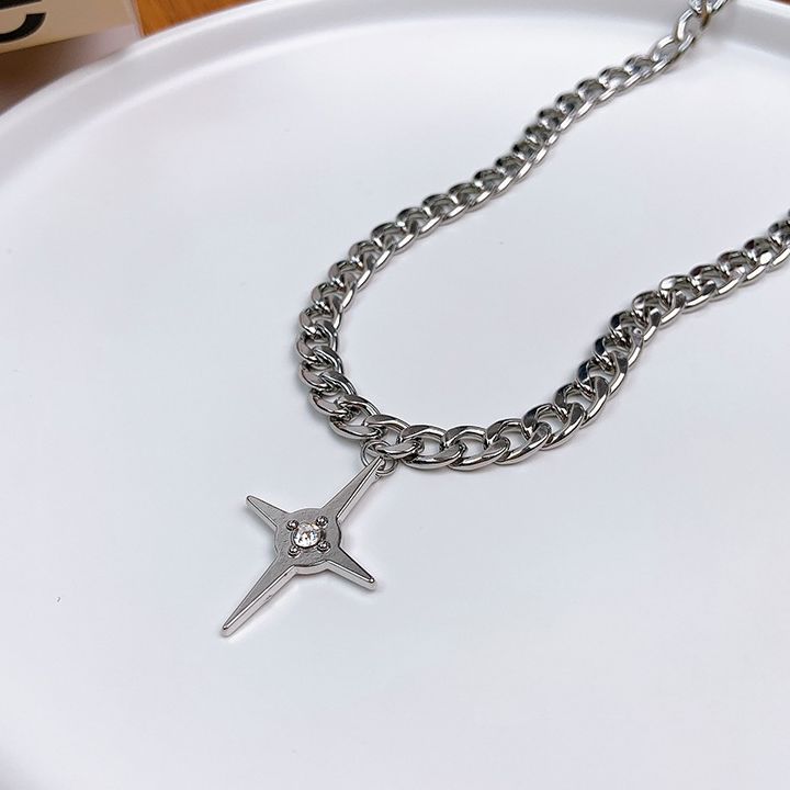 Fashion Titanium Steel Sweet Hot Cross Necklace