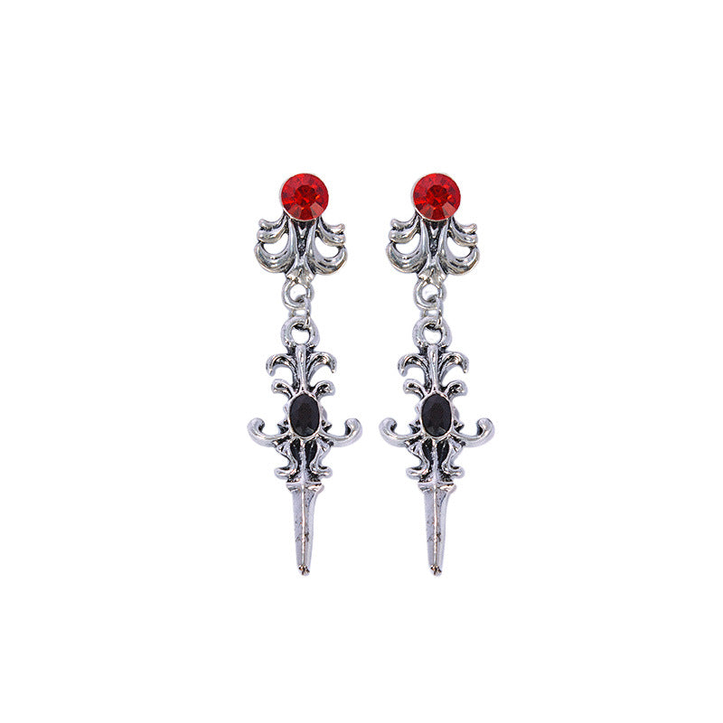 Retro Simple Stylish Exaggerated Alloy Electroplated Halloween Stud Earrings