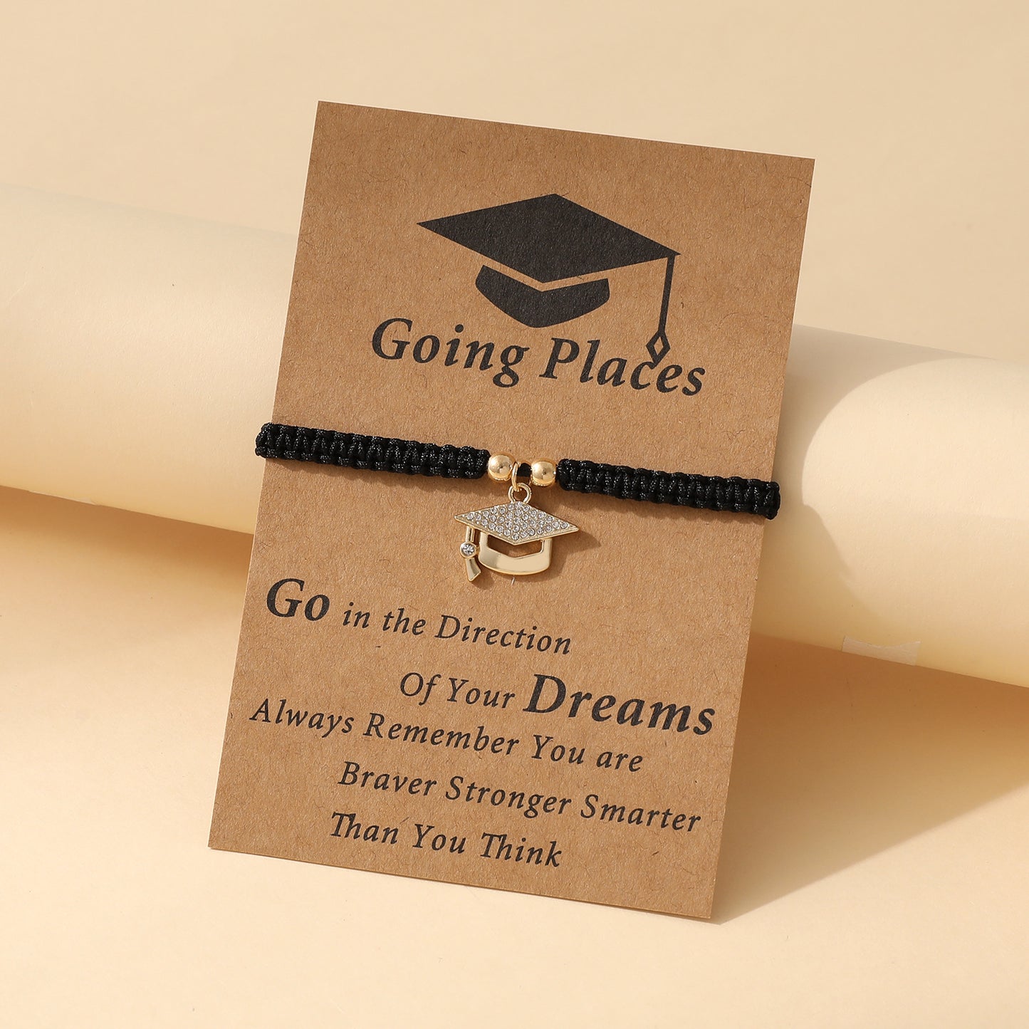 Doctorial Hat Woven Design Sense Graduation Blessing Card Carrying Bracelets