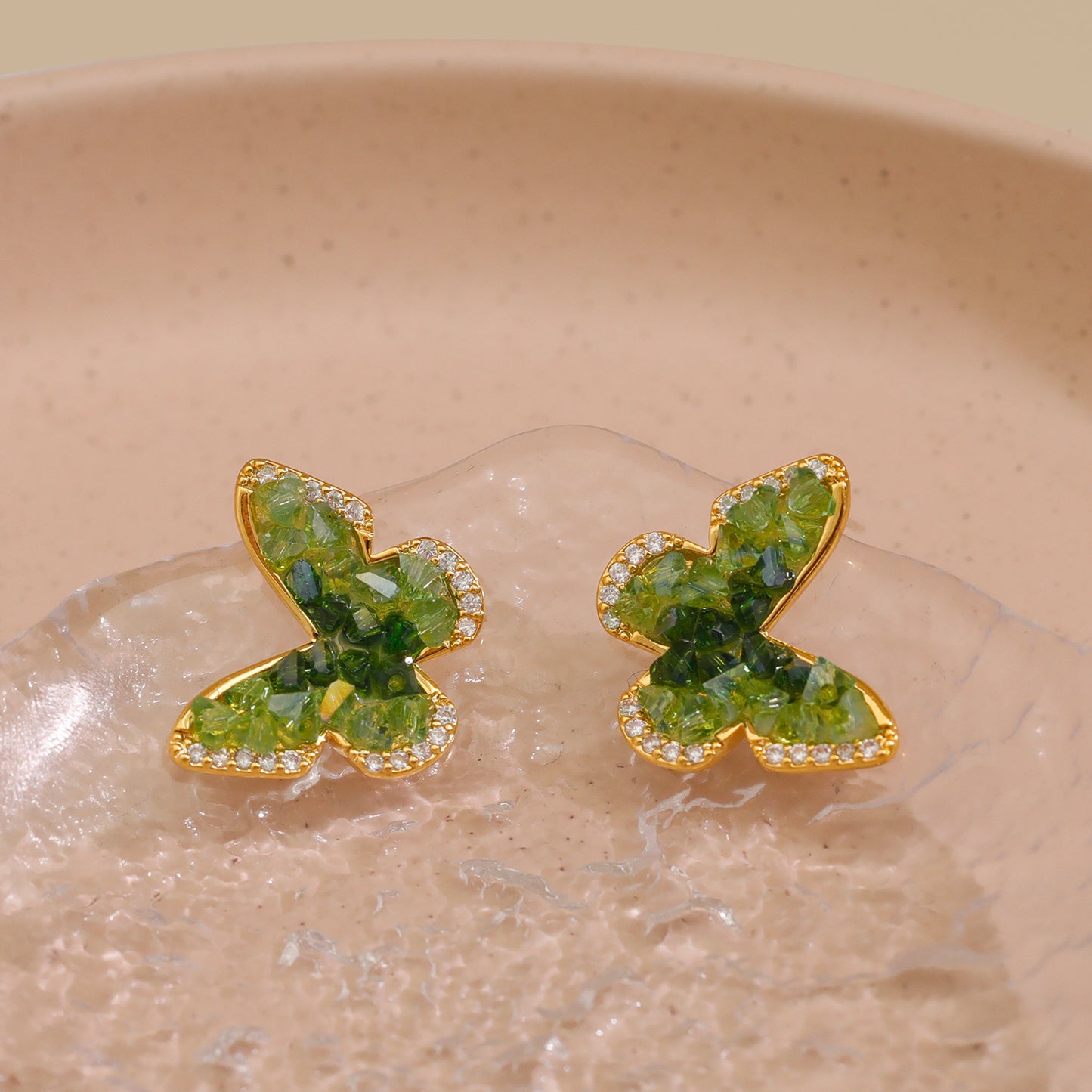 Fresh Sweet Mori Butterfly Fairy Gradient Crystal Earrings