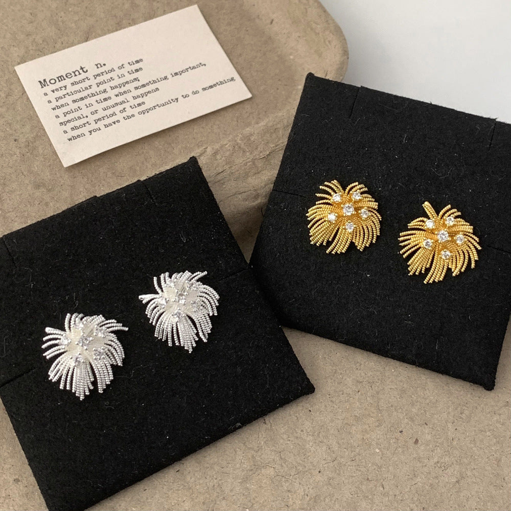 Simple Light Luxury High-grade Micro Inlaid Zircon Fireworks Ear Elegant Earrings
