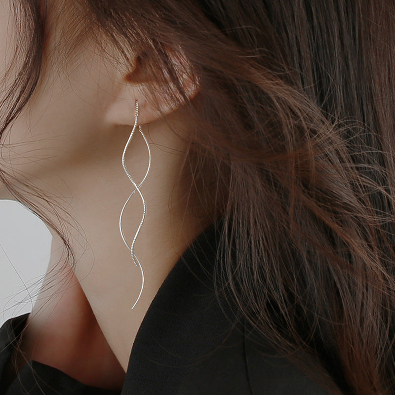 Wave Female Light Luxury Minority Design Sense Long Fringe Temperamental Ear Line