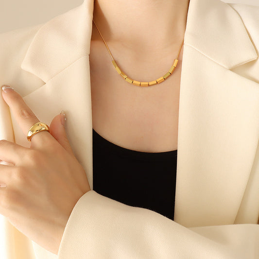 Korean Style Summer Geometric Square Personalized Titanium Steel Necklaces