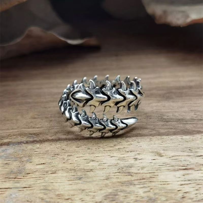 Women's & Men's Keel Alloy Retro Geometric Backbone Opening Ring
