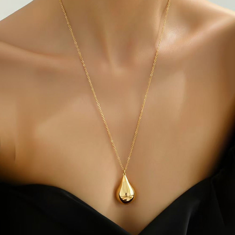 Women's Water Drops Titanium Steel Stainless Gold Bean Pendants