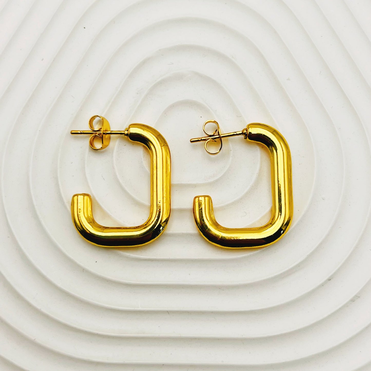 Women's Exaggerated Stainless Steel Round For Ear Clip Geometric Earrings