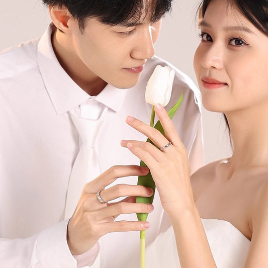 Women's & Men's Puppy Couple Design Minimalist Wave Fresh Rings