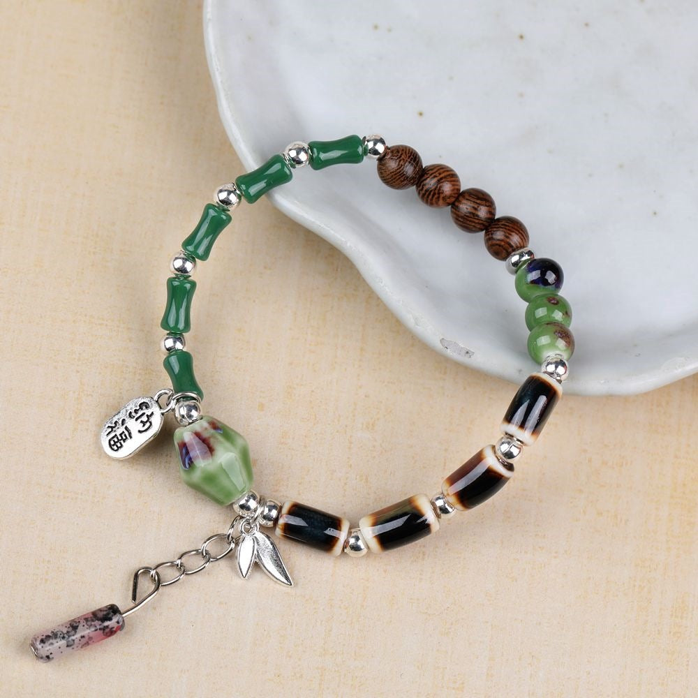 Artistic Handmade Ceramic Single Circle Ethnic Bracelet