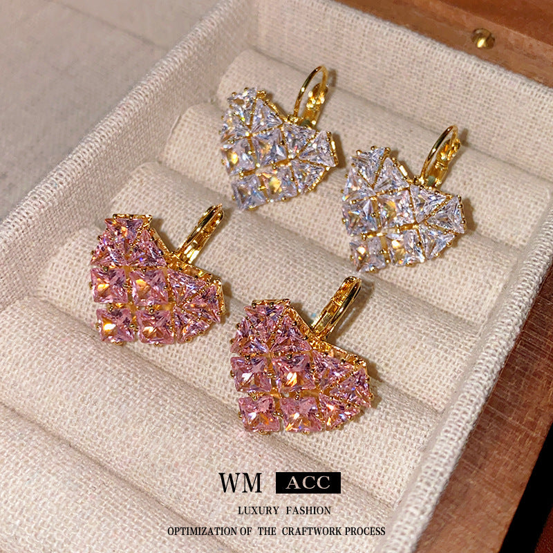 Women's Zircon Love Ear Clip Fashionable Temperamental Light Luxury Earrings