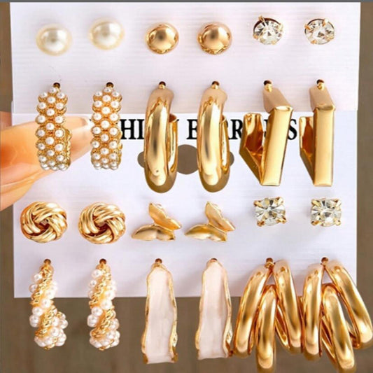 Retro Diamonds Pearl Butterfly Enamel Suit Fashionable Earrings