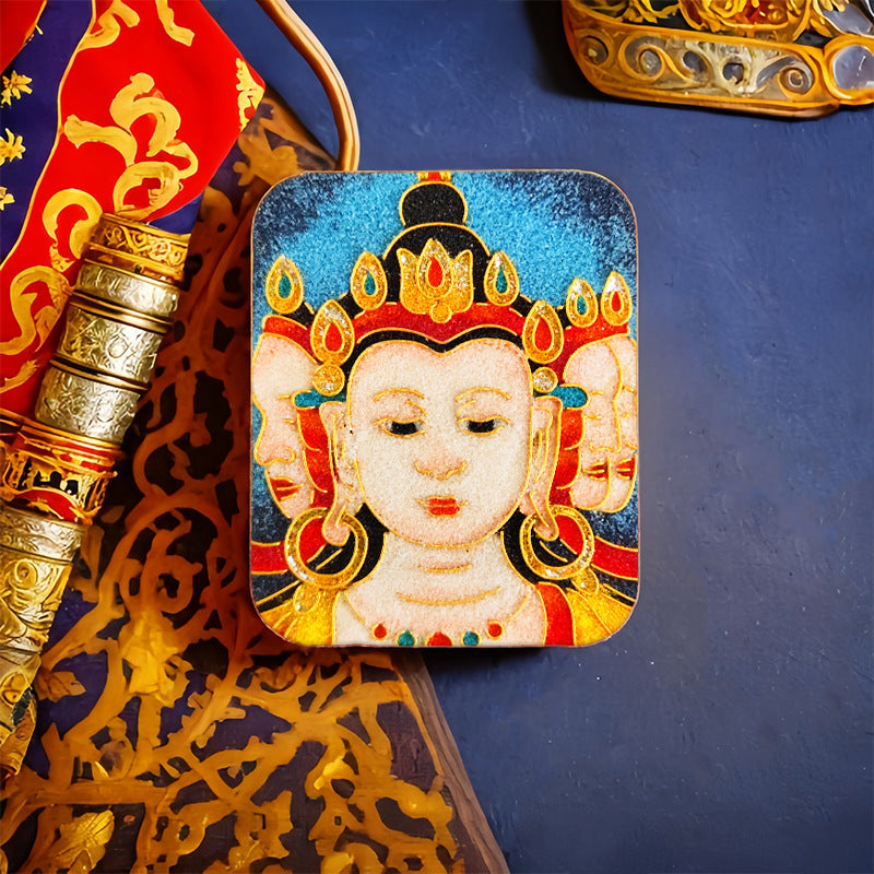 Brass Five Master Buddha Hand Painted Pendants