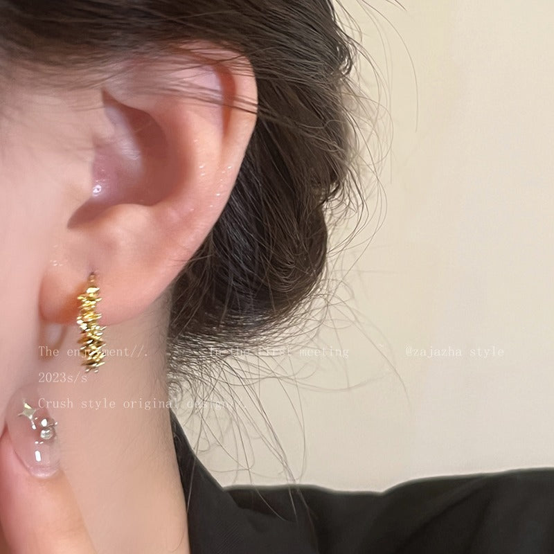 Women's Sier Type Metal Auricular Needle Summer Stud Earrings