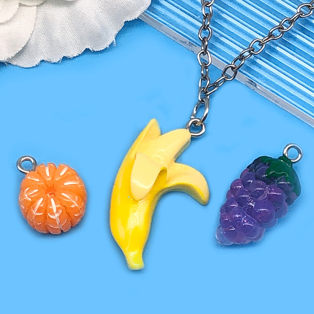Fruit Apple Banana Orange Strawberry Resin Pendants