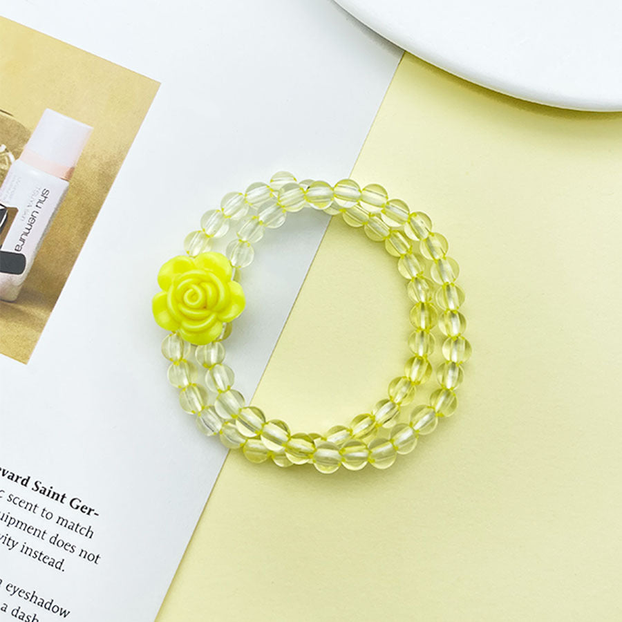 Children's Flower Summer Crystal Pearl Two Acrylic Bracelets