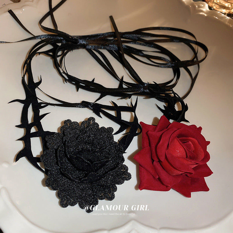 Rose Strap Winding Niche Exaggerated Dark Necklaces