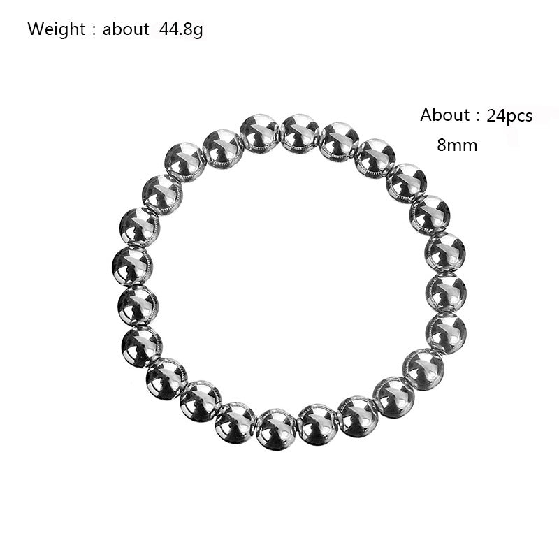 Women's Simple Beaded No Waterproof Hard-wearing Stainless Steel Beads Elastic Bracelets