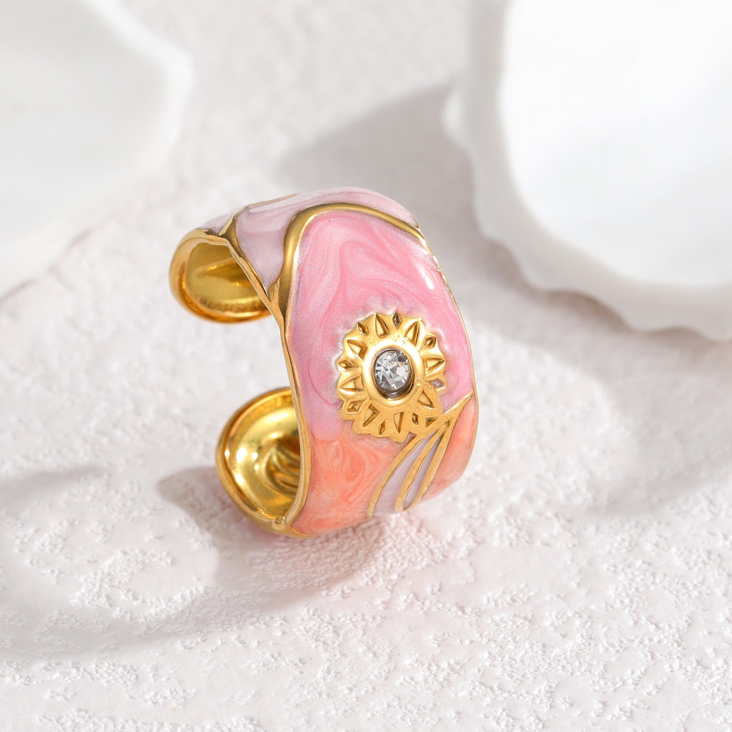 Enamel Open Light Luxury High-grade Flower Rings