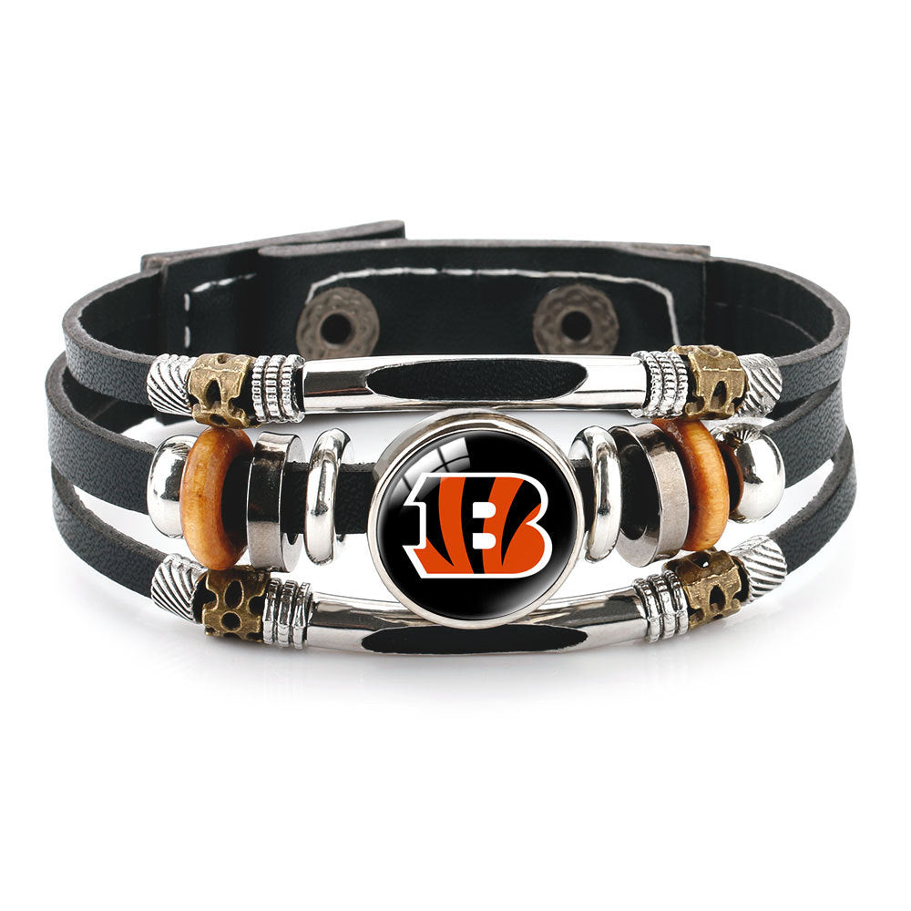 Genuine Leather Hand Professional Rugby League Team Time Stone Bracelet