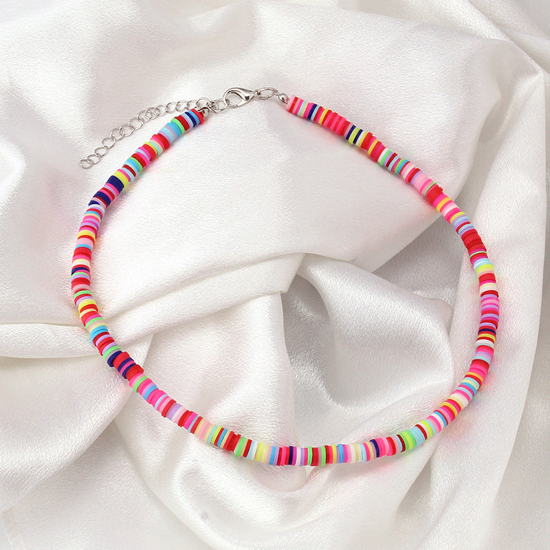 Simple Irregular Shell Broken Color Polymer Necklaces