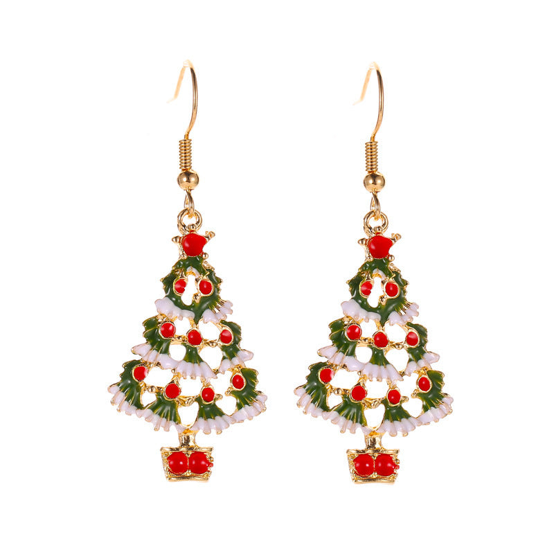 Women's Light Luxury Christmas Star Diamond Stitching Tree Earrings