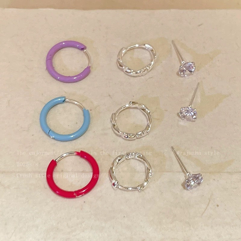 Dopamine Sweet Style Drip Glazed Solid Color Fresh Exquisite High Rings