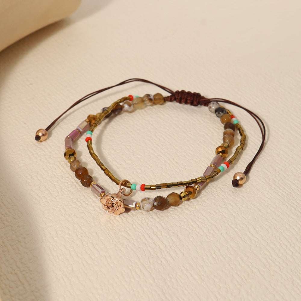 Women's Bohemian Style Bead Twin Ethnic Suit Travel Bracelets