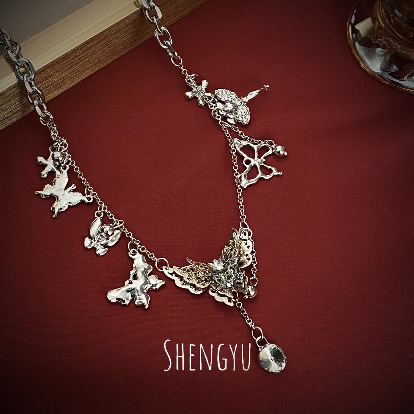 Cool Hot Style Double Layer Butterfly Tassel Light Luxury High Necklaces