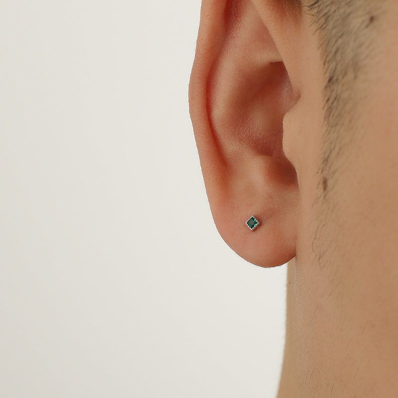Small Ear Bar Single Elegant Geometric Square Personality High Sense Stud Earrings